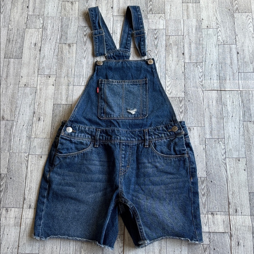 Levi's Girl's size 12 Denim Jean Bib Overalls Shortall shorts
